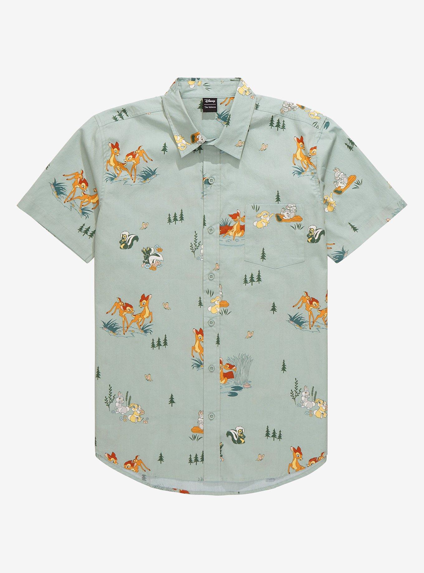 Disney Bambi Scenic Woven Button-Up - BoxLunch Exclusive, SAGE, hi-res