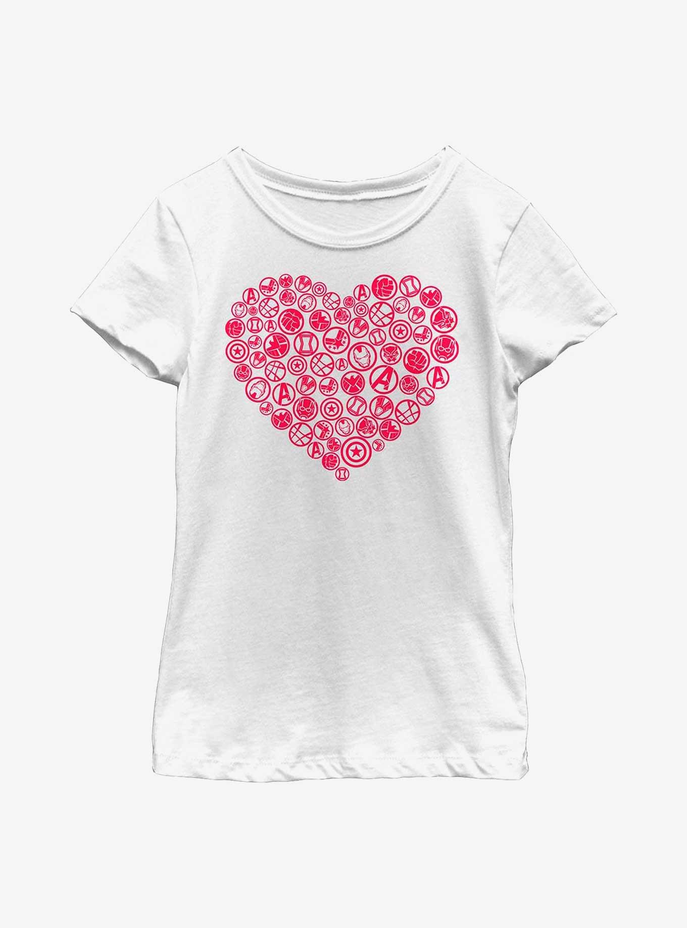 Marvel Avengers Heart Icons Youth Girls T-Shirt, , hi-res