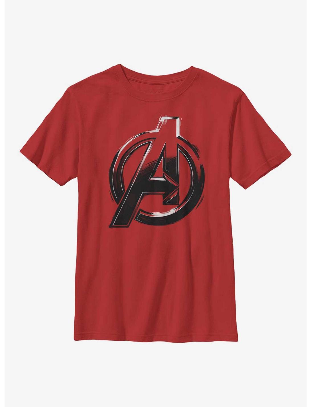 Marvel Avengers Logo Sketch Youth T-Shirt, RED, hi-res