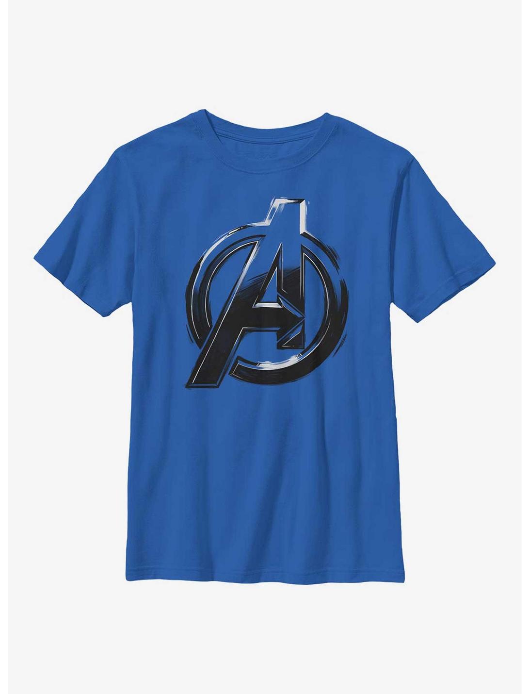 Marvel Avengers Logo Sketch Youth T-Shirt, ROYAL, hi-res