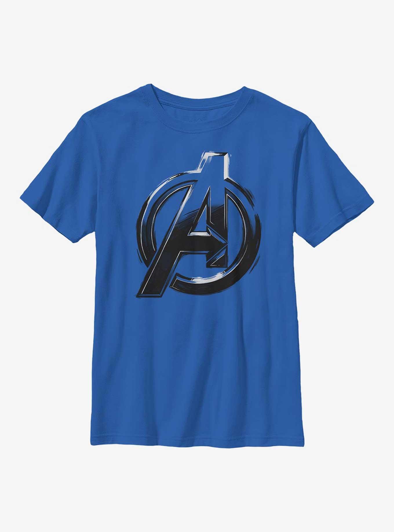 Marvel Avengers Logo Sketch Youth T-Shirt, ROYAL, hi-res