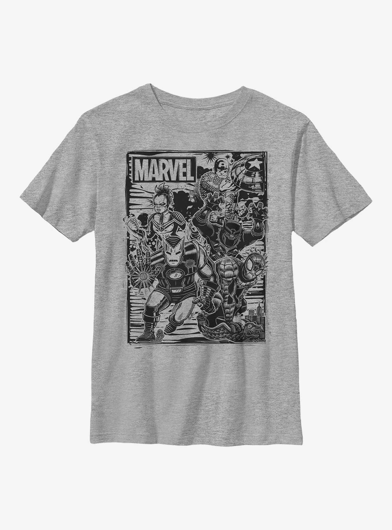Marvel Avengers Group Fighters Youth T-Shirt, ATH HTR, hi-res