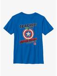 Marvel Avengers Teachers Are Superheroes Captain America Youth T-Shirt, ROYAL, hi-res