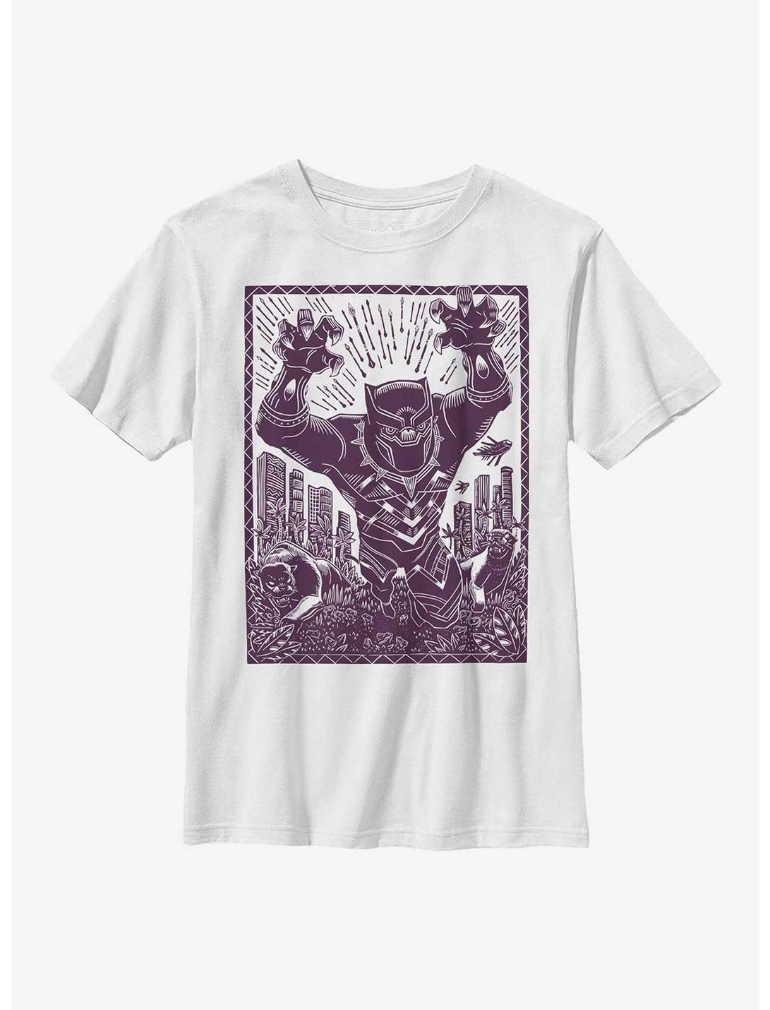 Marvel Black Panther Black Panther Stencil Youth T-Shirt, WHITE, hi-res