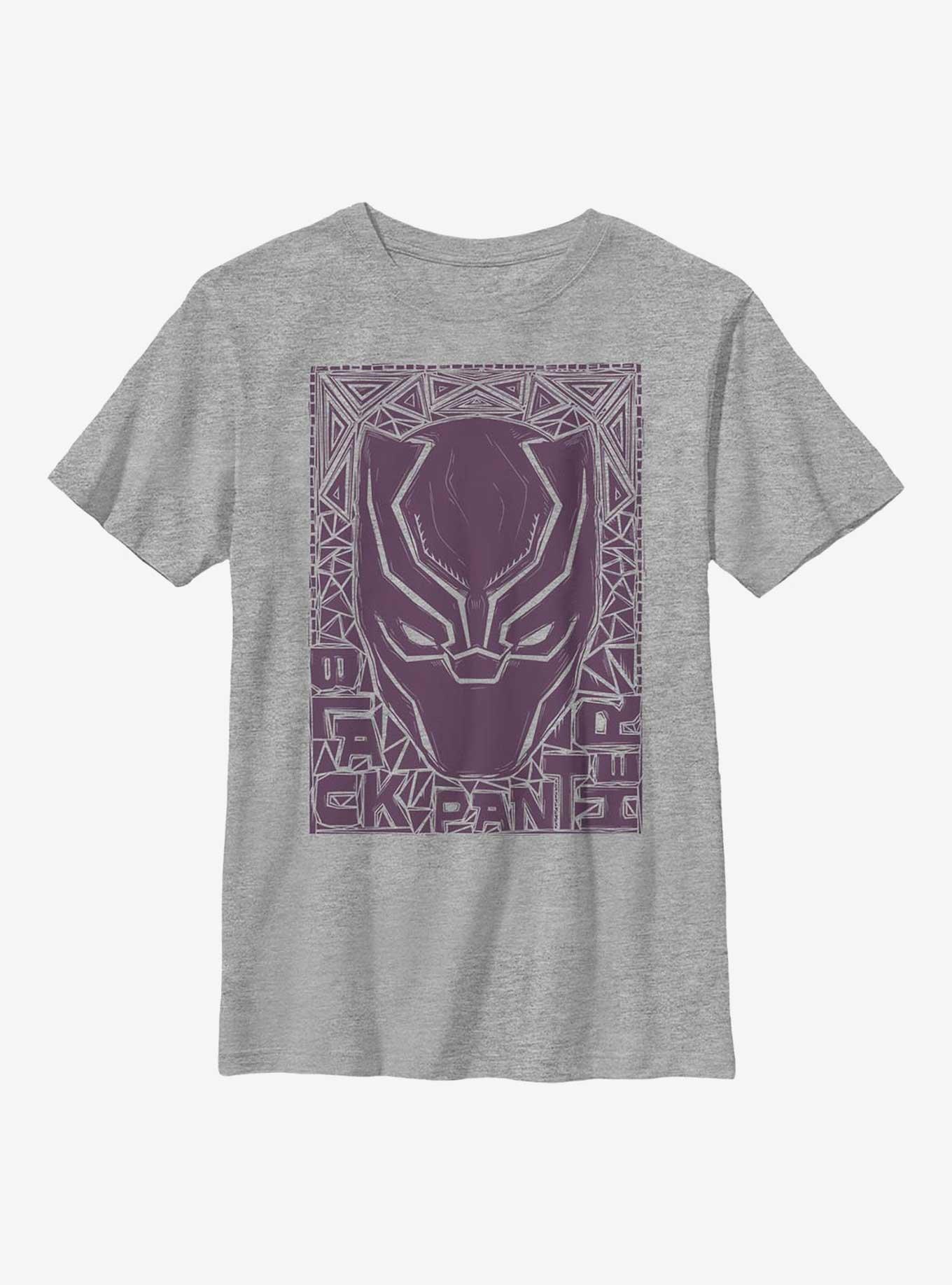 Marvel Black Panther Black Pattern Stencil Youth T-Shirt, , hi-res