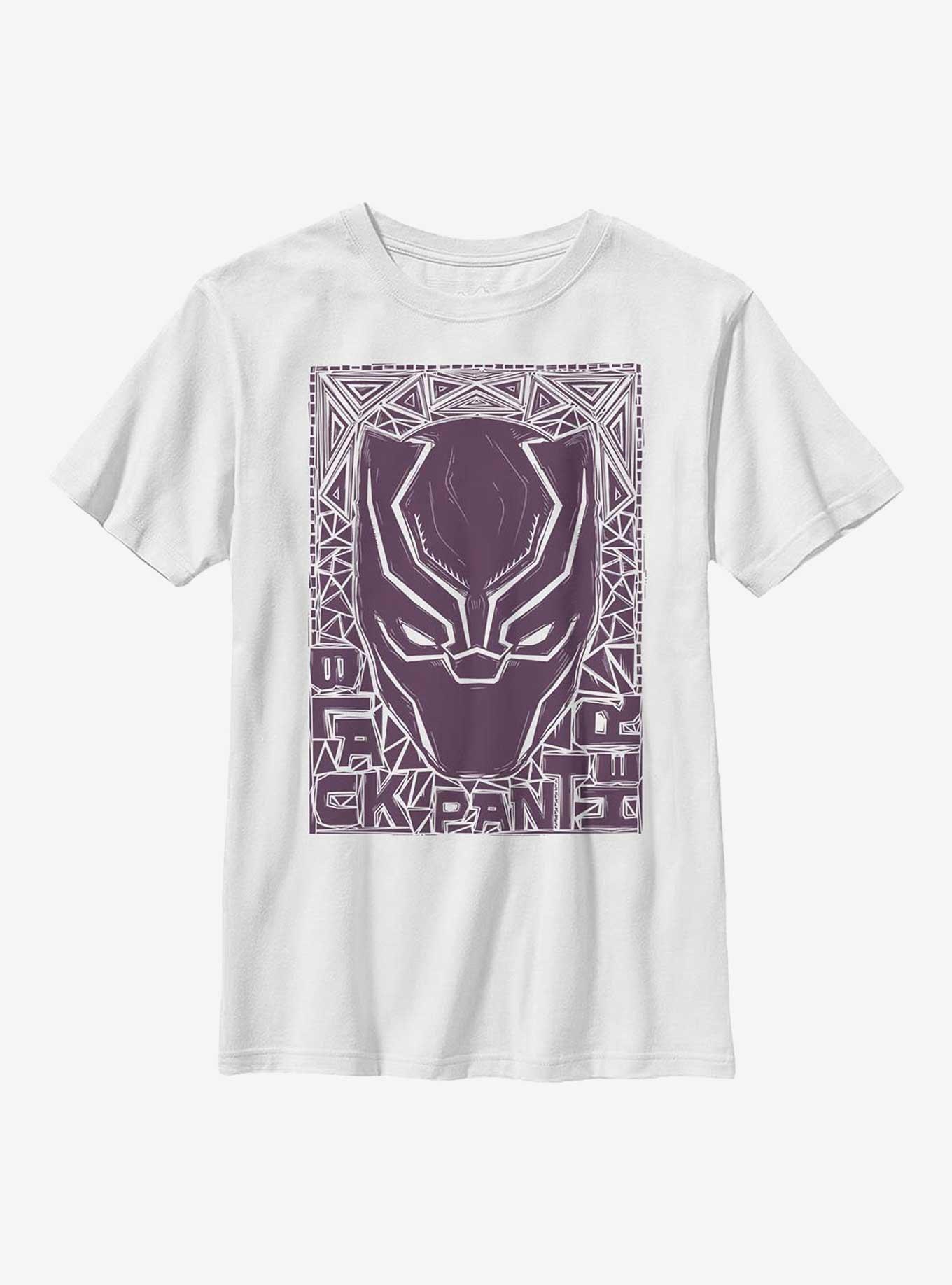 Marvel Black Panther Black Pattern Stencil Youth T-Shirt