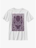 Marvel Black Panther Black Pattern Stencil Youth T-Shirt, WHITE, hi-res