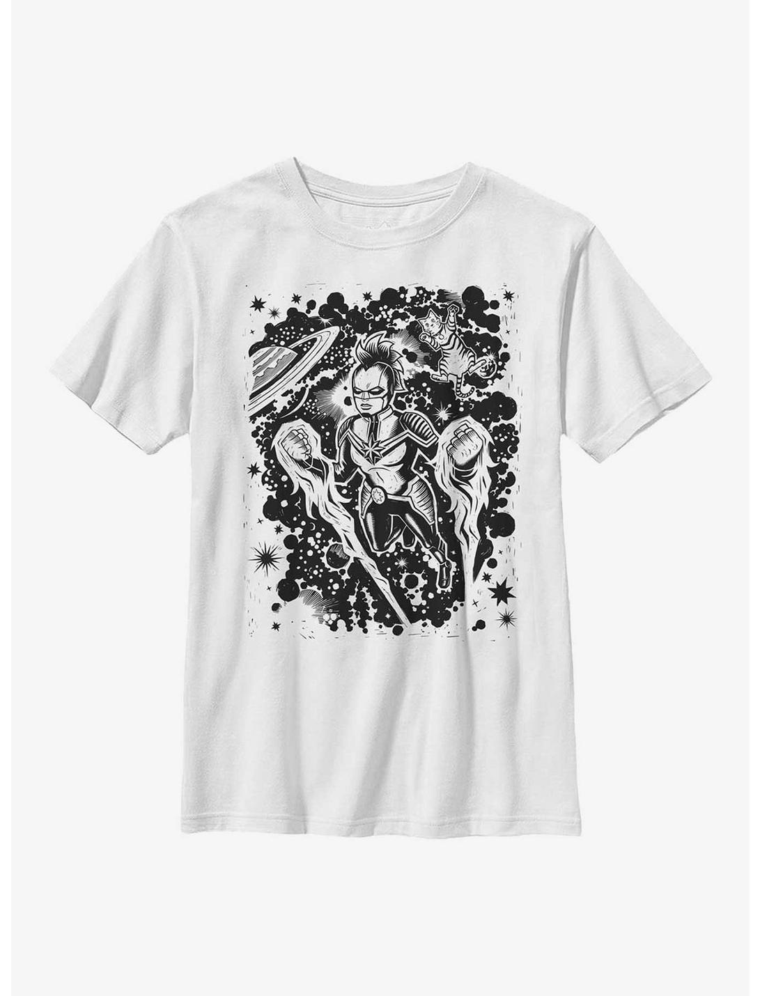 Marvel Captain Marvel Stencil Youth T-Shirt, WHITE, hi-res