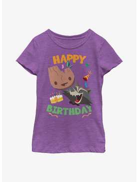 Marvel Guardians Of The Galaxy Groot Rocket Birthday Youth Girls T-Shirt, , hi-res