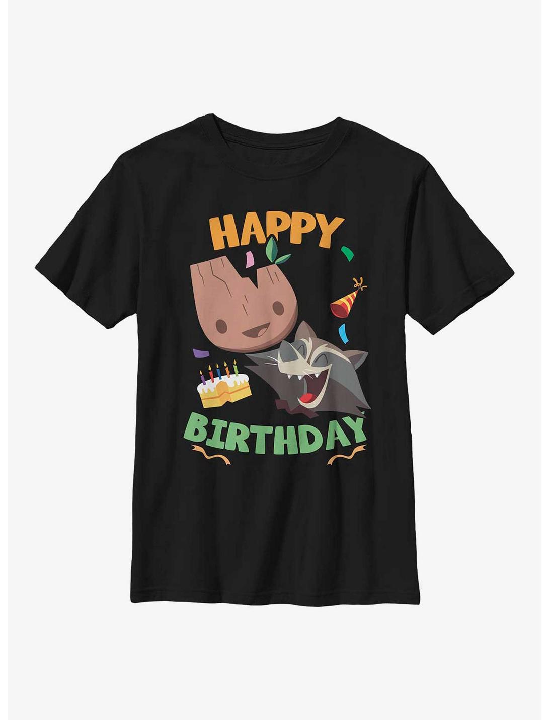 Marvel Guardians Of The Galaxy Groot Rocket Birthday Youth T-Shirt, BLACK, hi-res