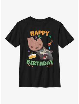 Marvel Guardians Of The Galaxy Groot Rocket Birthday Youth T-Shirt, , hi-res
