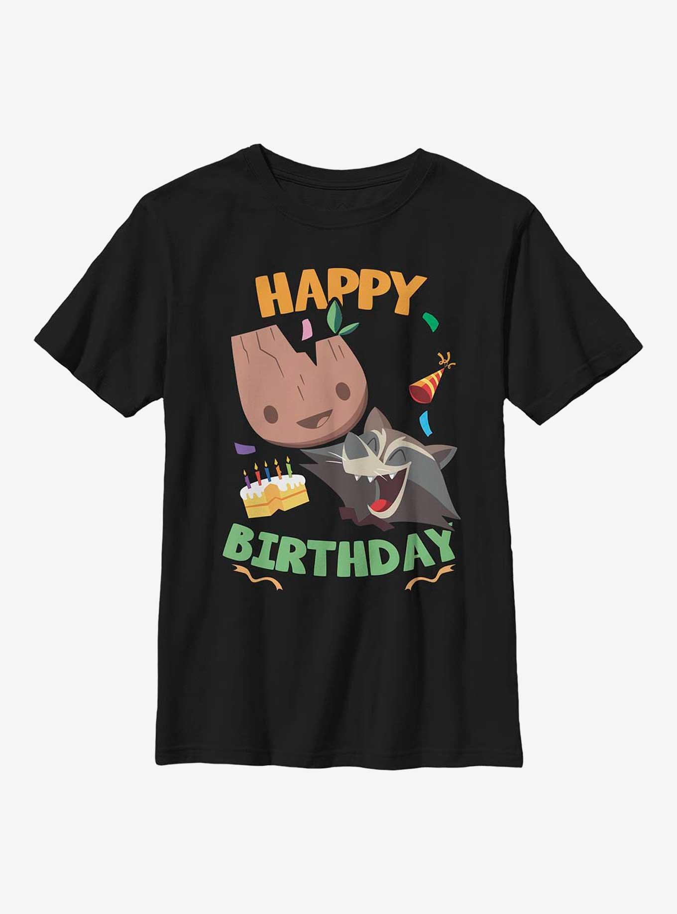 Marvel Guardians Of The Galaxy Groot Rocket Birthday Youth T-Shirt, , hi-res