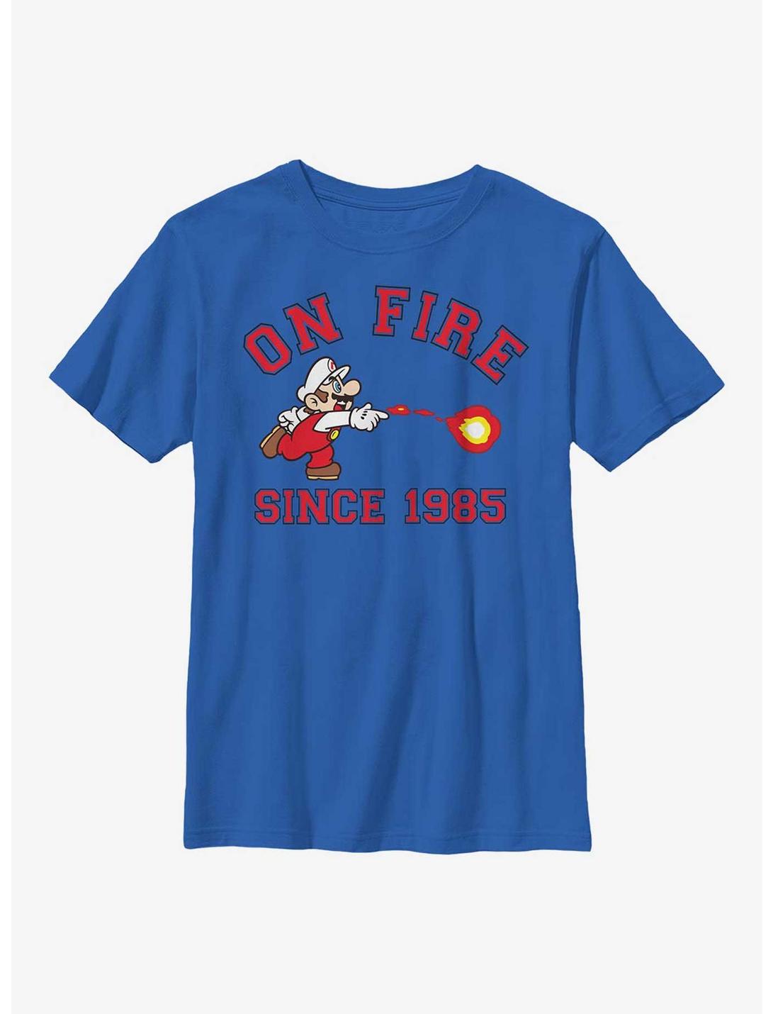 Nintendo Super Mario On Fire Youth T-Shirt, ROYAL, hi-res
