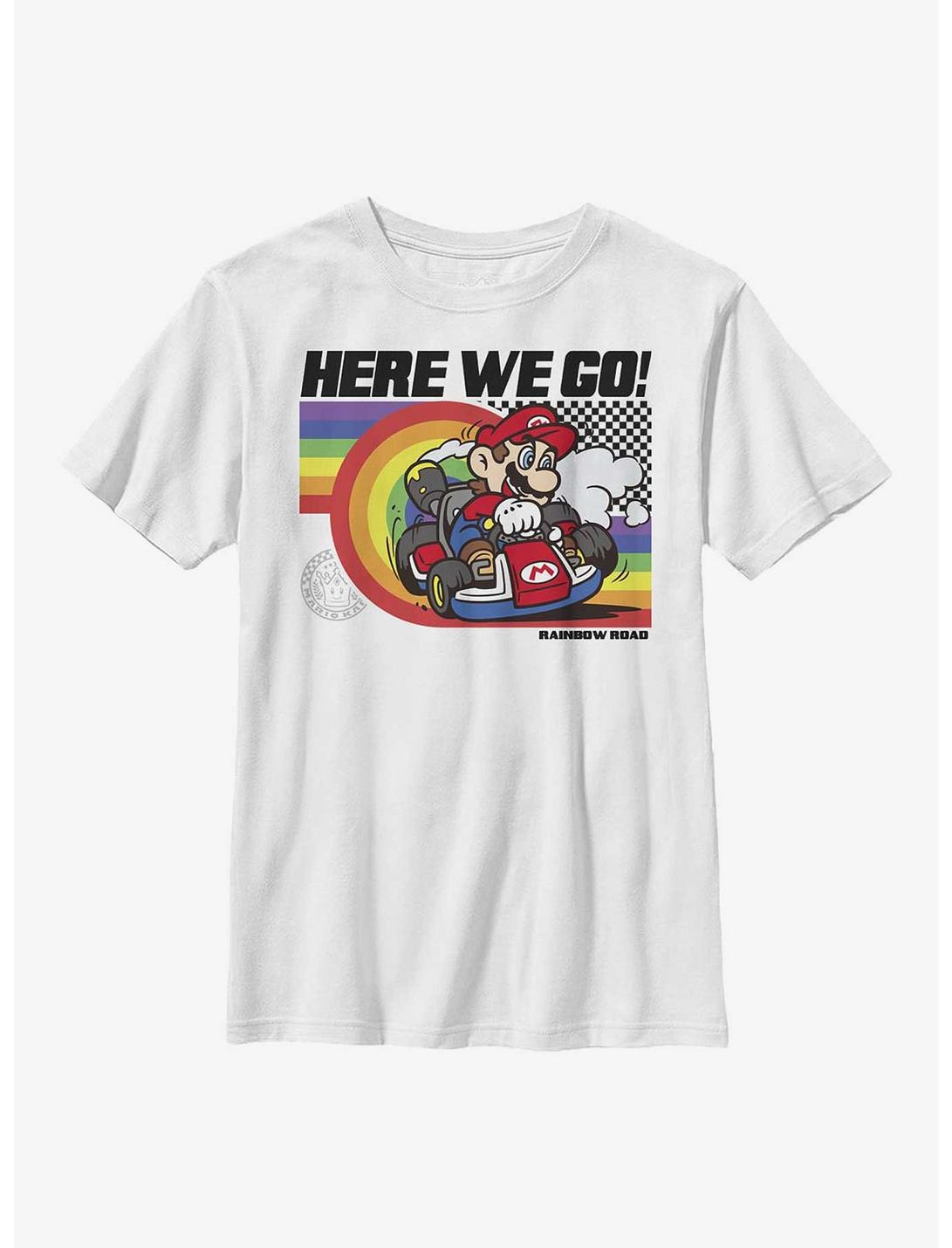 Nintendo Super Mario Rainbow Road Pride Youth T-Shirt, WHITE, hi-res