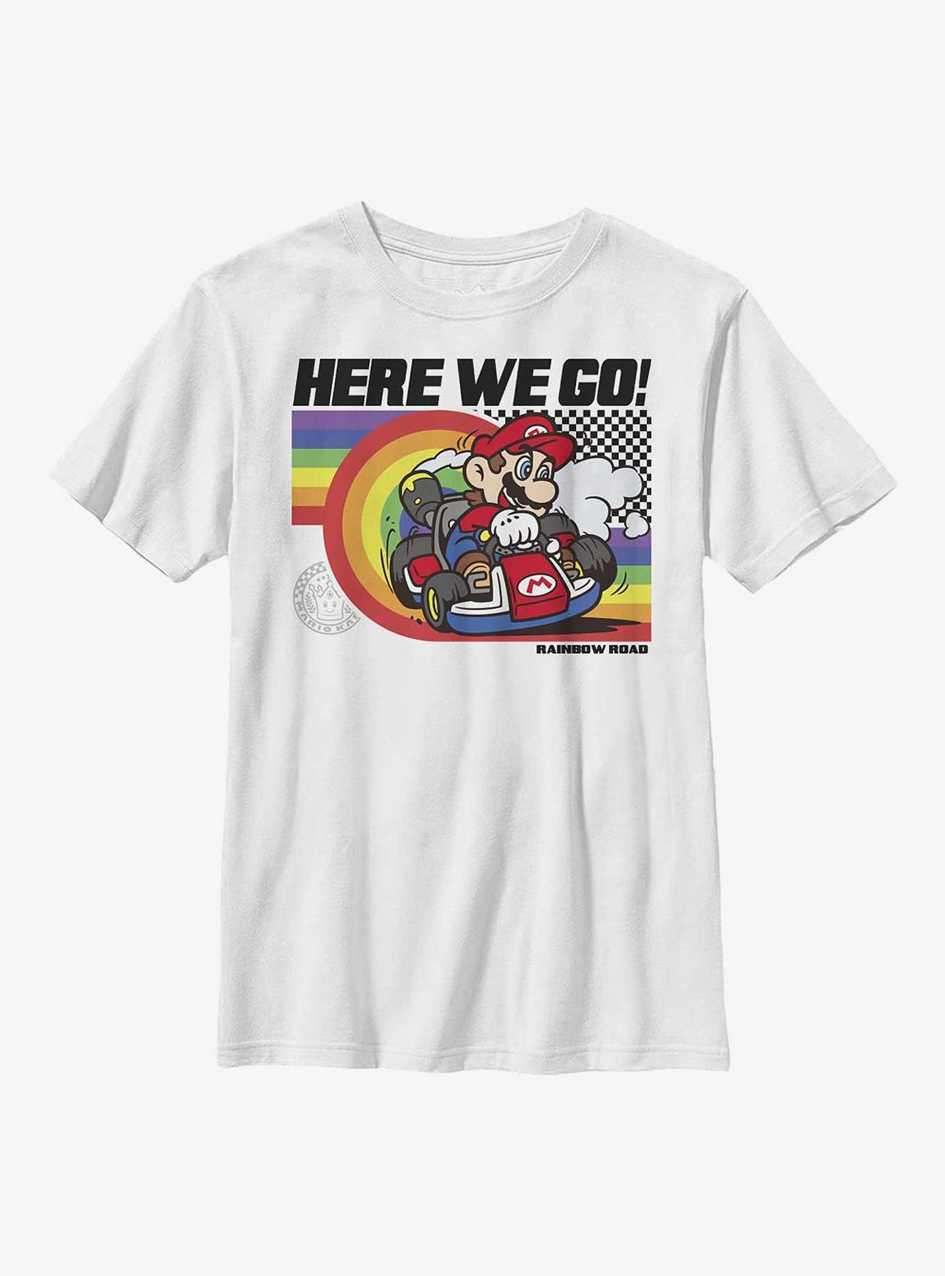 Nintendo Super Mario Rainbow Road Pride Youth T-Shirt, WHITE, hi-res