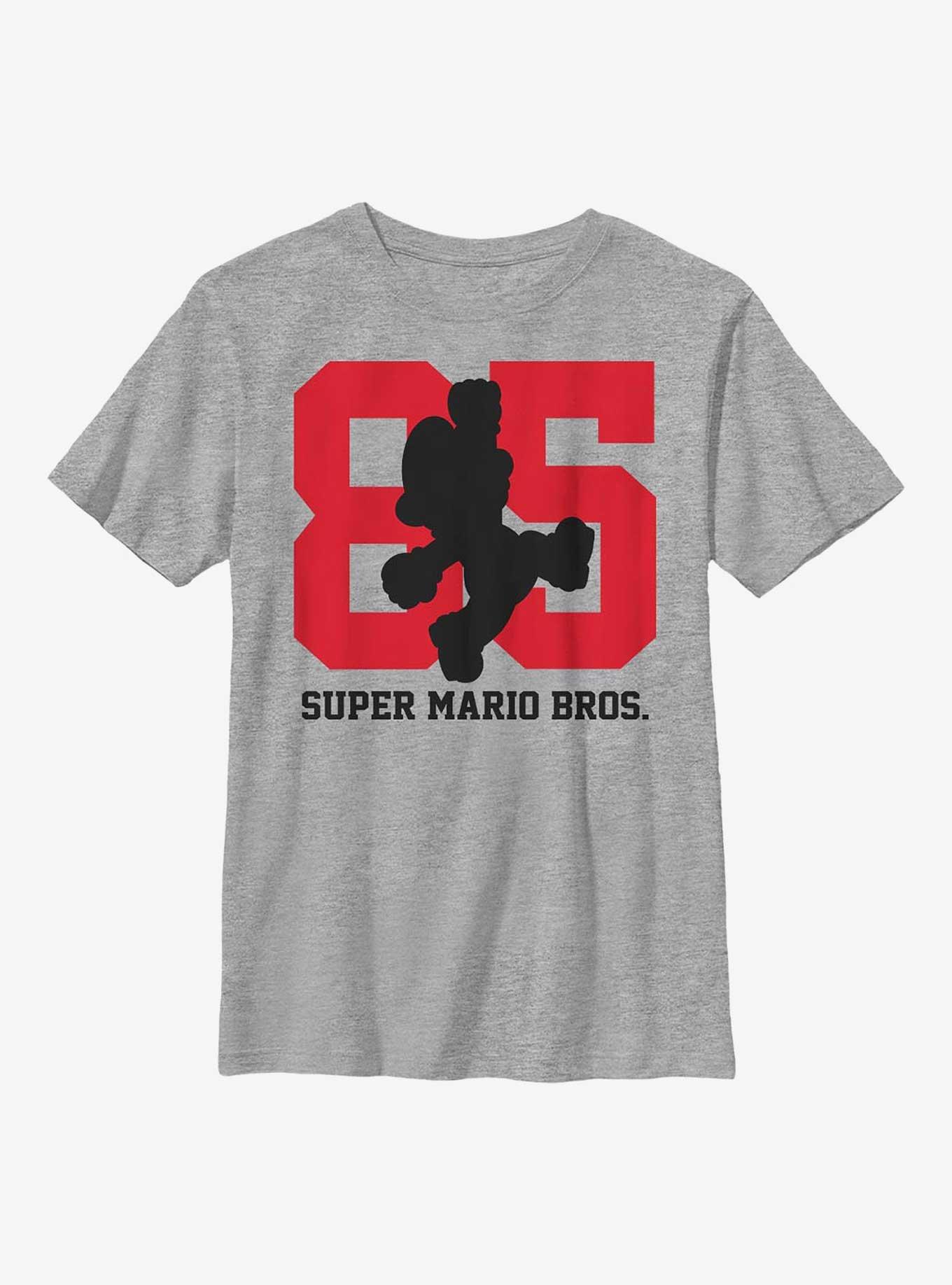 Nintendo Super Mario With Mario Silhouette Youth T-Shirt, ATH HTR, hi-res