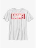 Marvel Logo Linocut Youth T-Shirt, WHITE, hi-res