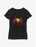 Marvel Spider-Man Electric Emblem Youth Girls T-Shirt, BLACK, hi-res