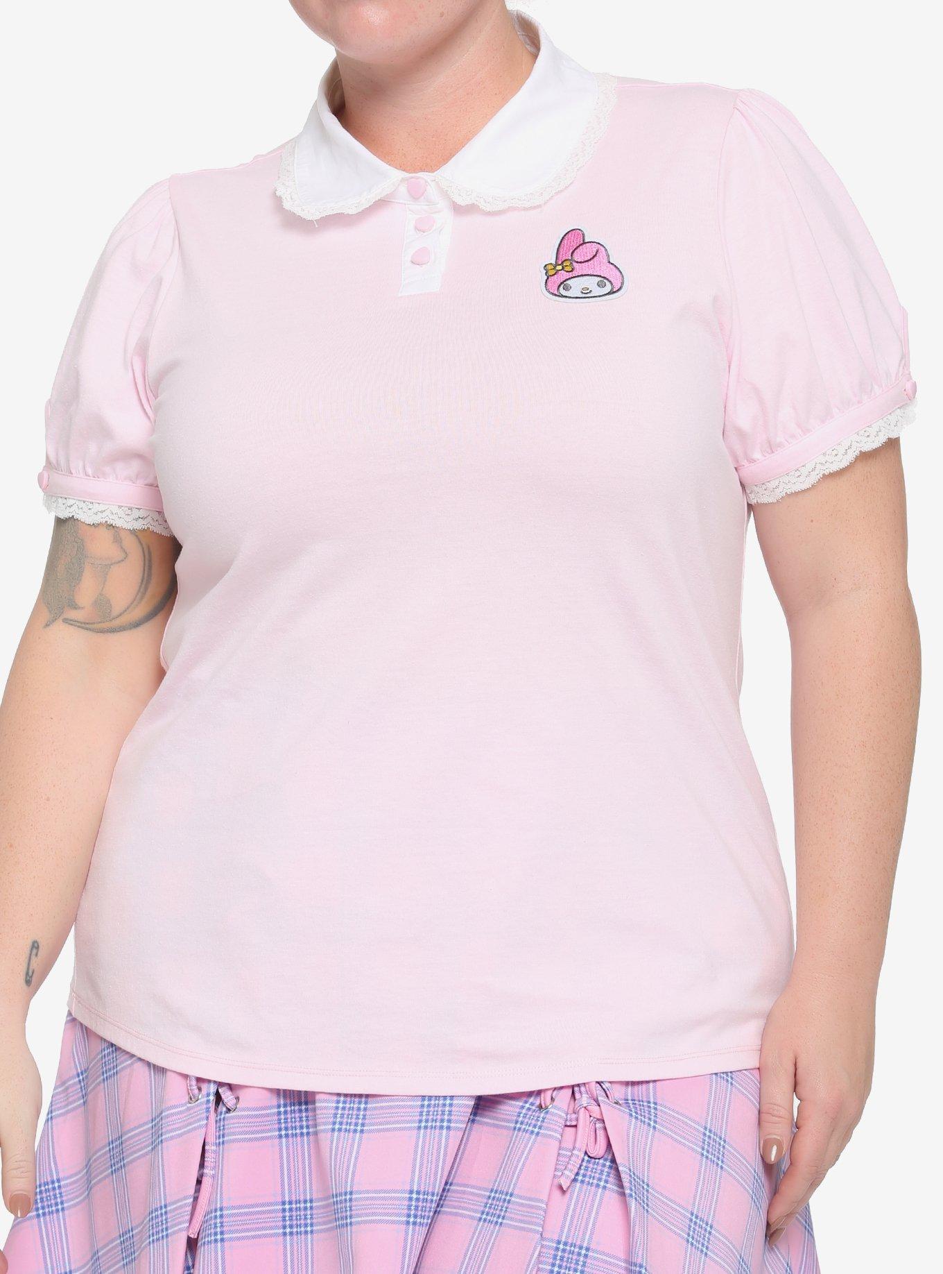 My Melody Pink Collared Top Plus Size, MULTI, hi-res