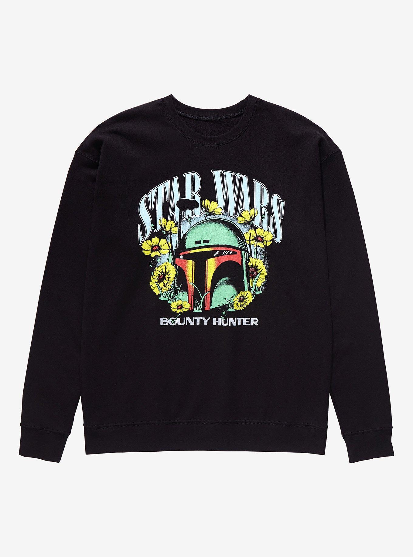 Star Wars Boba Fett Bounty Hunter Floral Crewneck - BoxLunch Exclusive, BLACK, hi-res