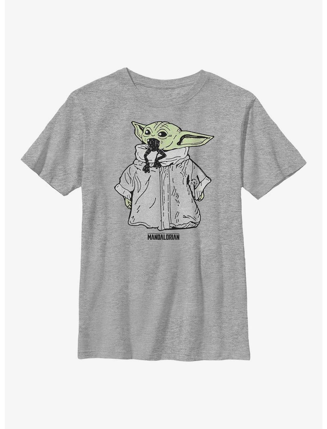 Star Wars The Mandalorian Child Linework Pop Youth T-Shirt, ATH HTR, hi-res