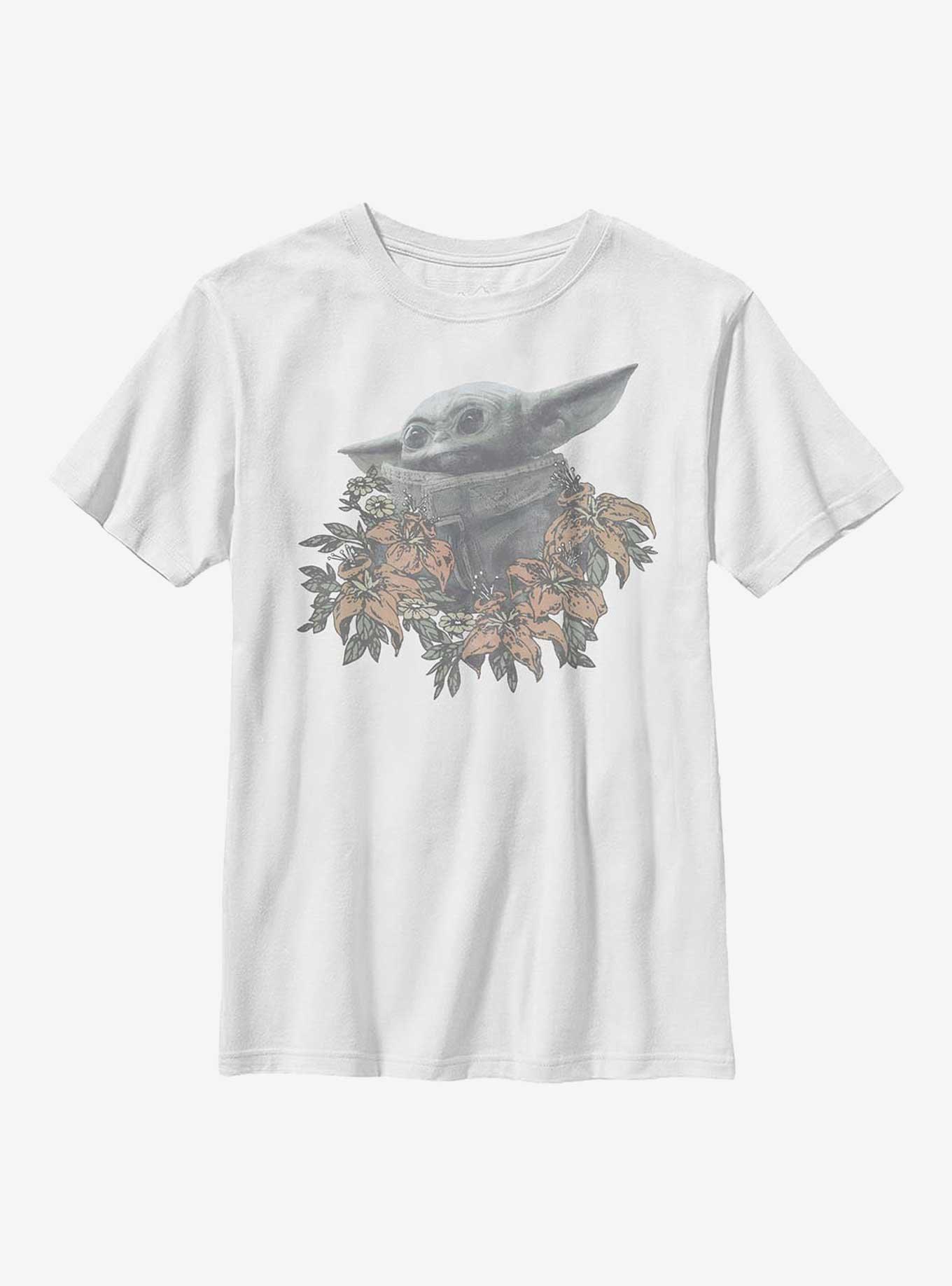 Star Wars The Mandalorian Flower Child Youth T-Shirt, WHITE, hi-res