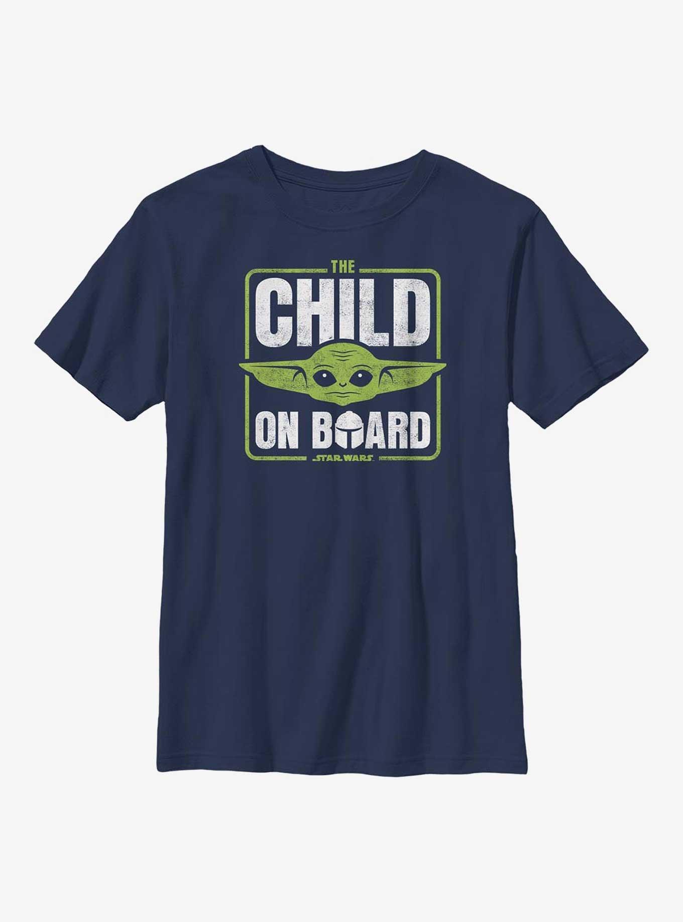 Star Wars The Mandalorian Get On Board Youth T-Shirt, NAVY, hi-res