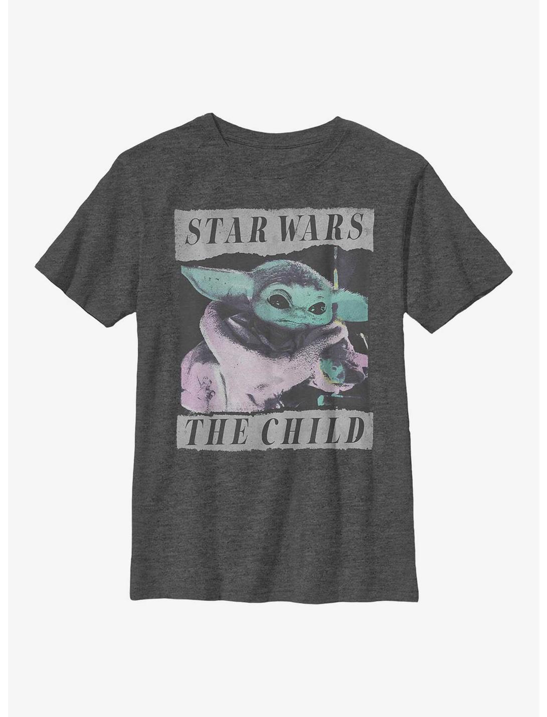 Star Wars The Mandalorian Grungy Photo Youth T-Shirt, CHAR HTR, hi-res