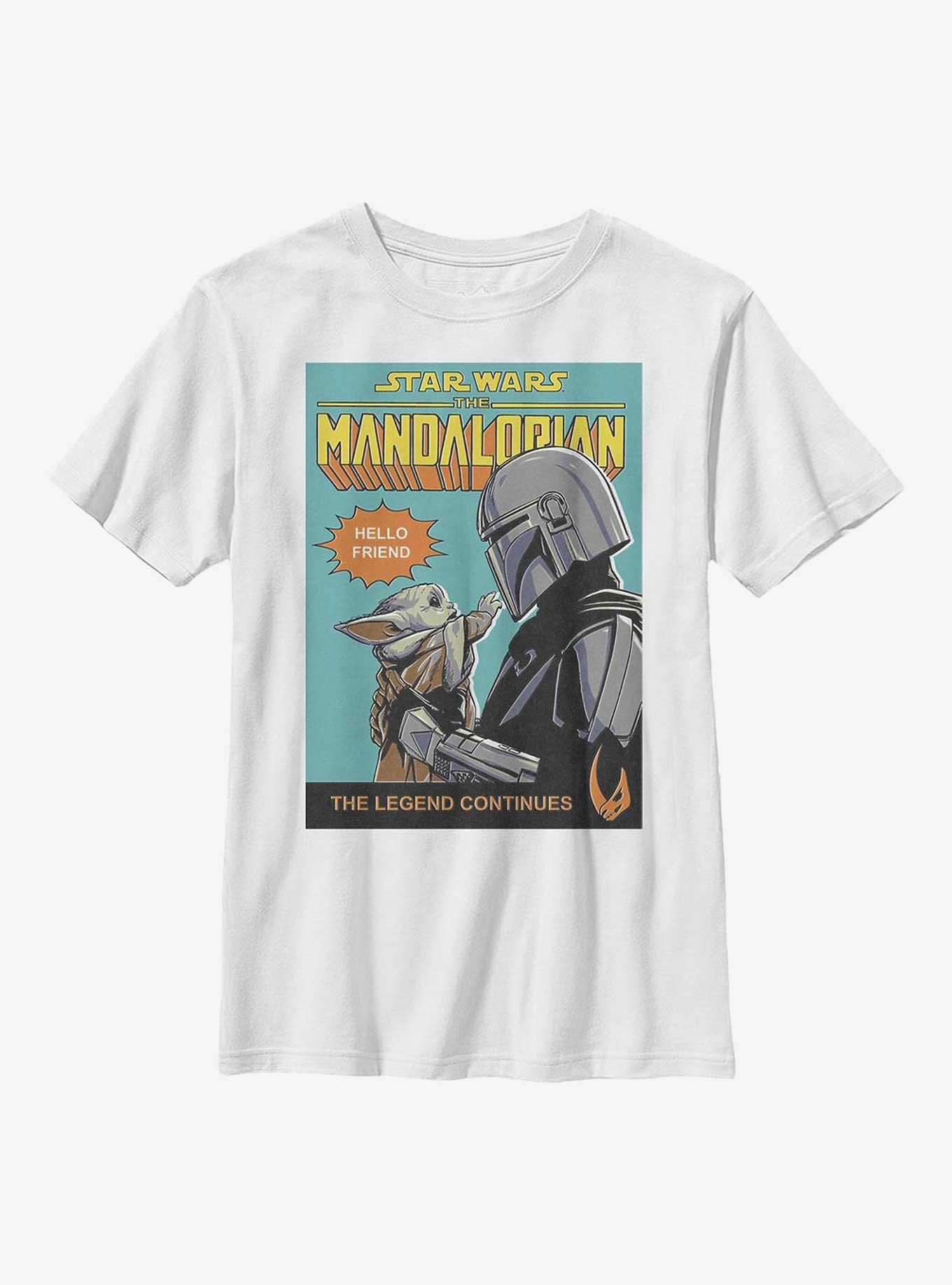 Star Wars The Mandalorian Hello Friend Poster Youth T-Shirt, WHITE, hi-res