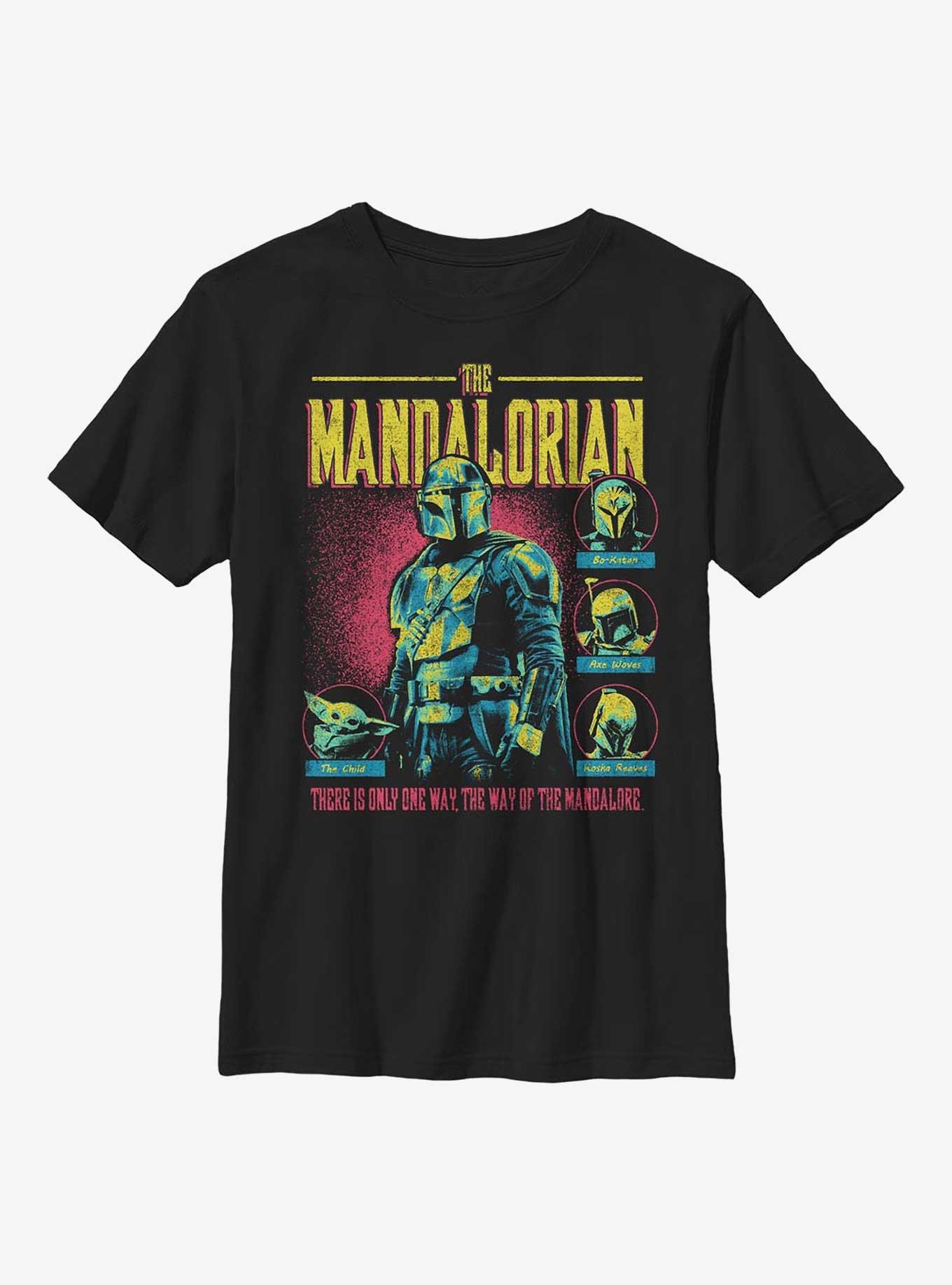 Star Wars The Mandalorian Mando Bright Group Youth T-Shirt, BLACK, hi-res