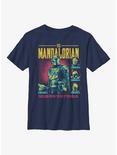Star Wars The Mandalorian Mando Bright Group Youth T-Shirt, NAVY, hi-res