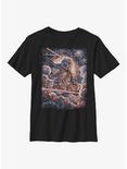 Star Wars The Mandalorian Mando Painted Starries Youth T-Shirt, BLACK, hi-res