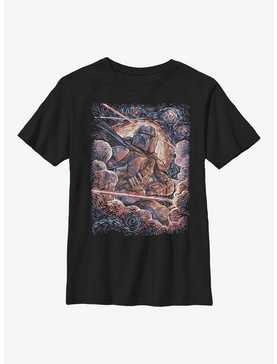 Star Wars The Mandalorian Mando Painted Starries Youth T-Shirt, , hi-res