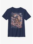 Star Wars The Mandalorian Mando Painted Starries Youth T-Shirt, NAVY, hi-res