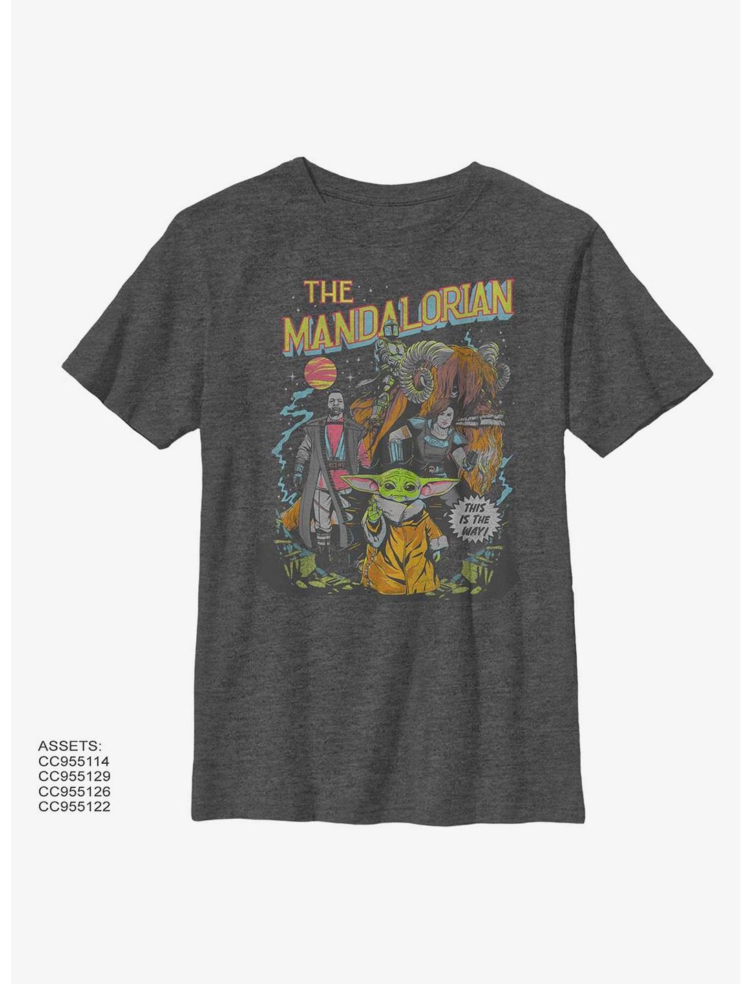 Star Wars The Mandalorian Poster Youth T-Shirt, CHAR HTR, hi-res