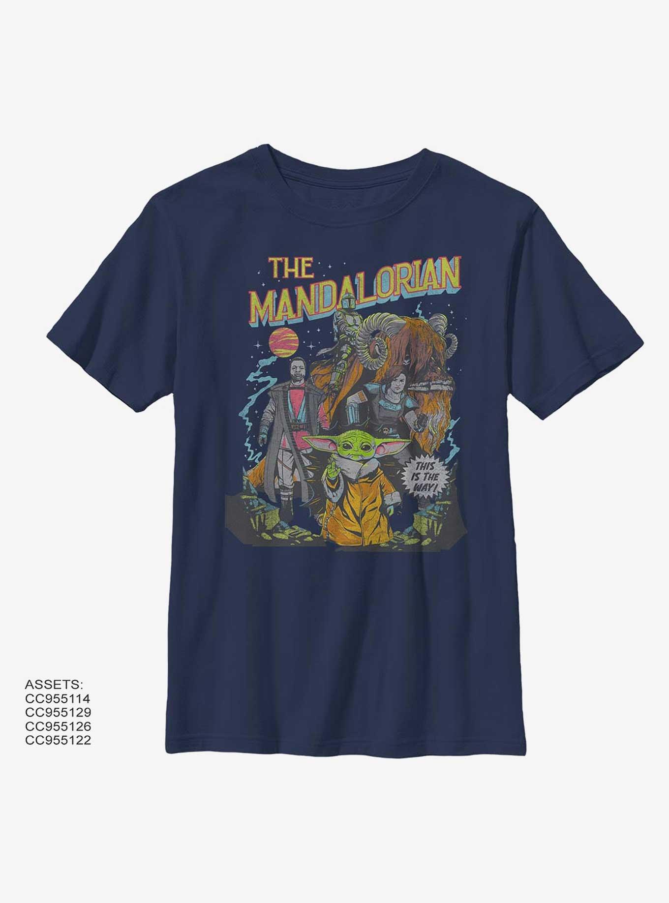 Star Wars The Mandalorian Poster Youth T-Shirt, NAVY, hi-res