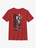 Star Wars The Mandalorian Mando Splatter Youth T-Shirt, RED, hi-res