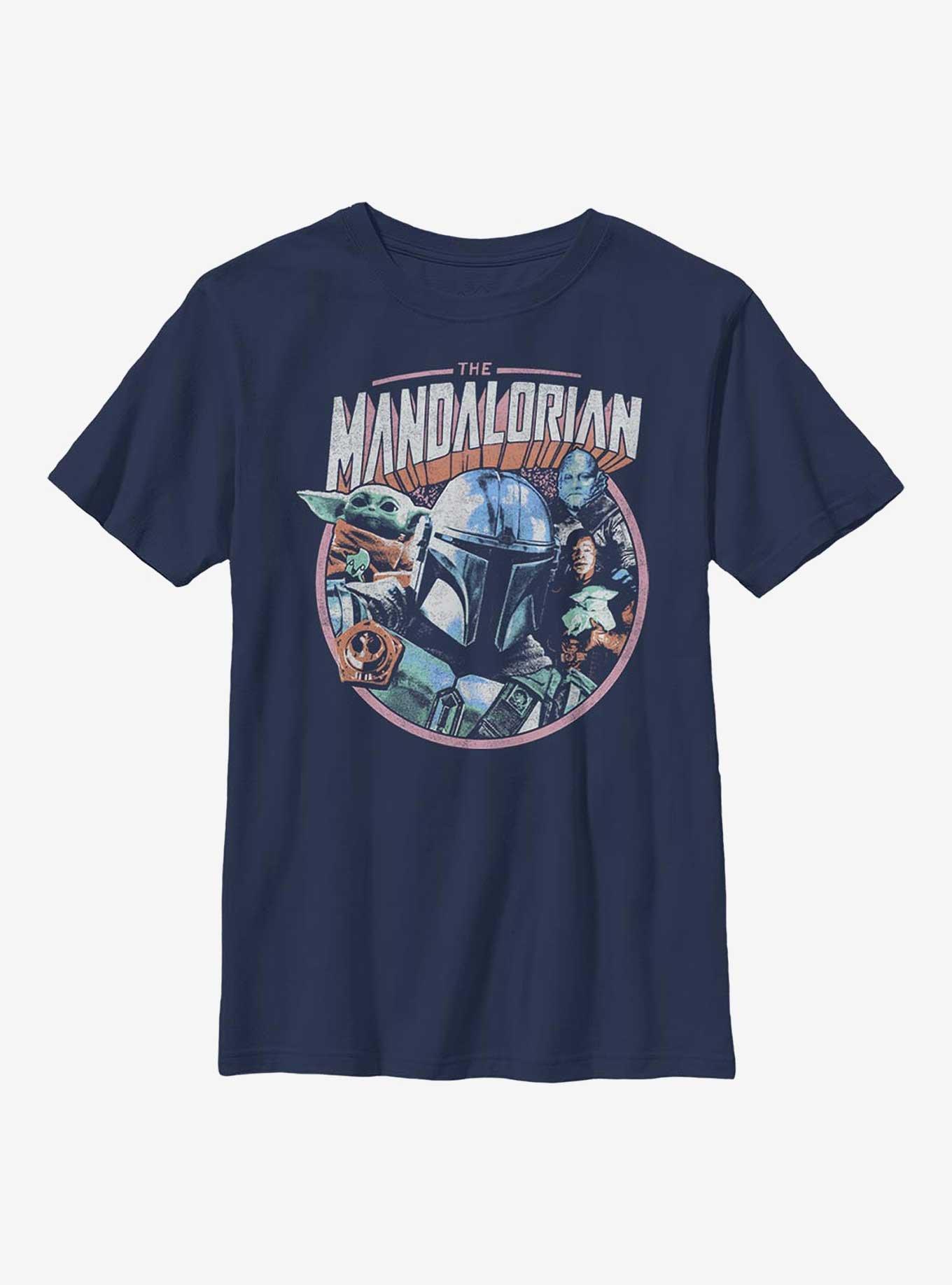 Star Wars The Mandalorian Pop Crew Youth T-Shirt, NAVY, hi-res