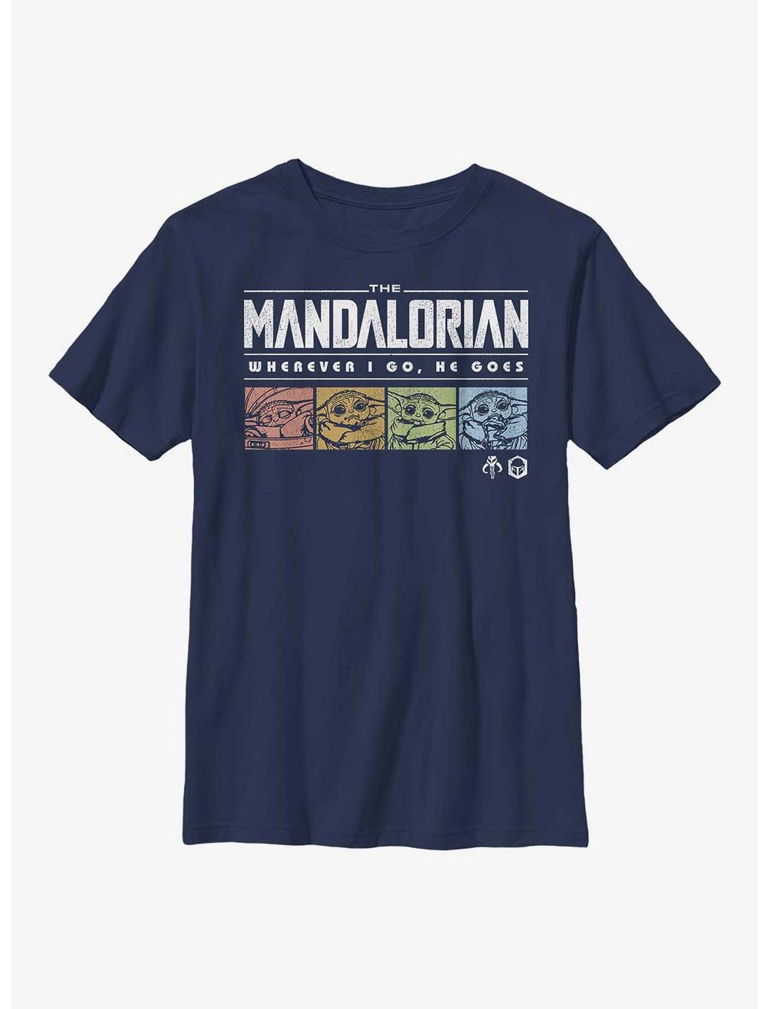 Star Wars The Mandalorian Retro Pop Logo Youth T-Shirt, NAVY, hi-res