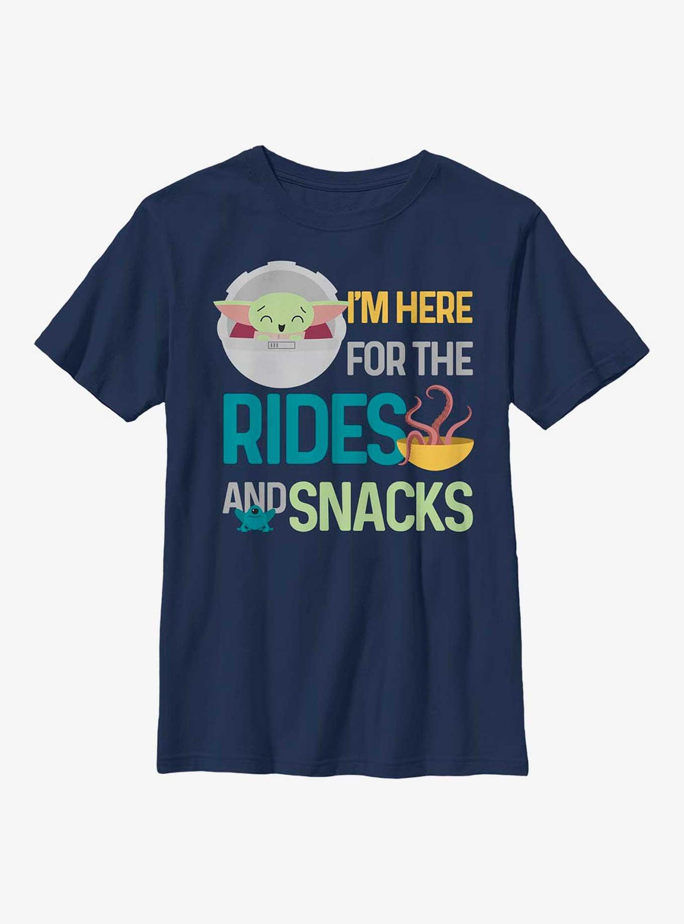 Star Wars The Mandalorian Rides And Snacks Youth T-Shirt, NAVY, hi-res