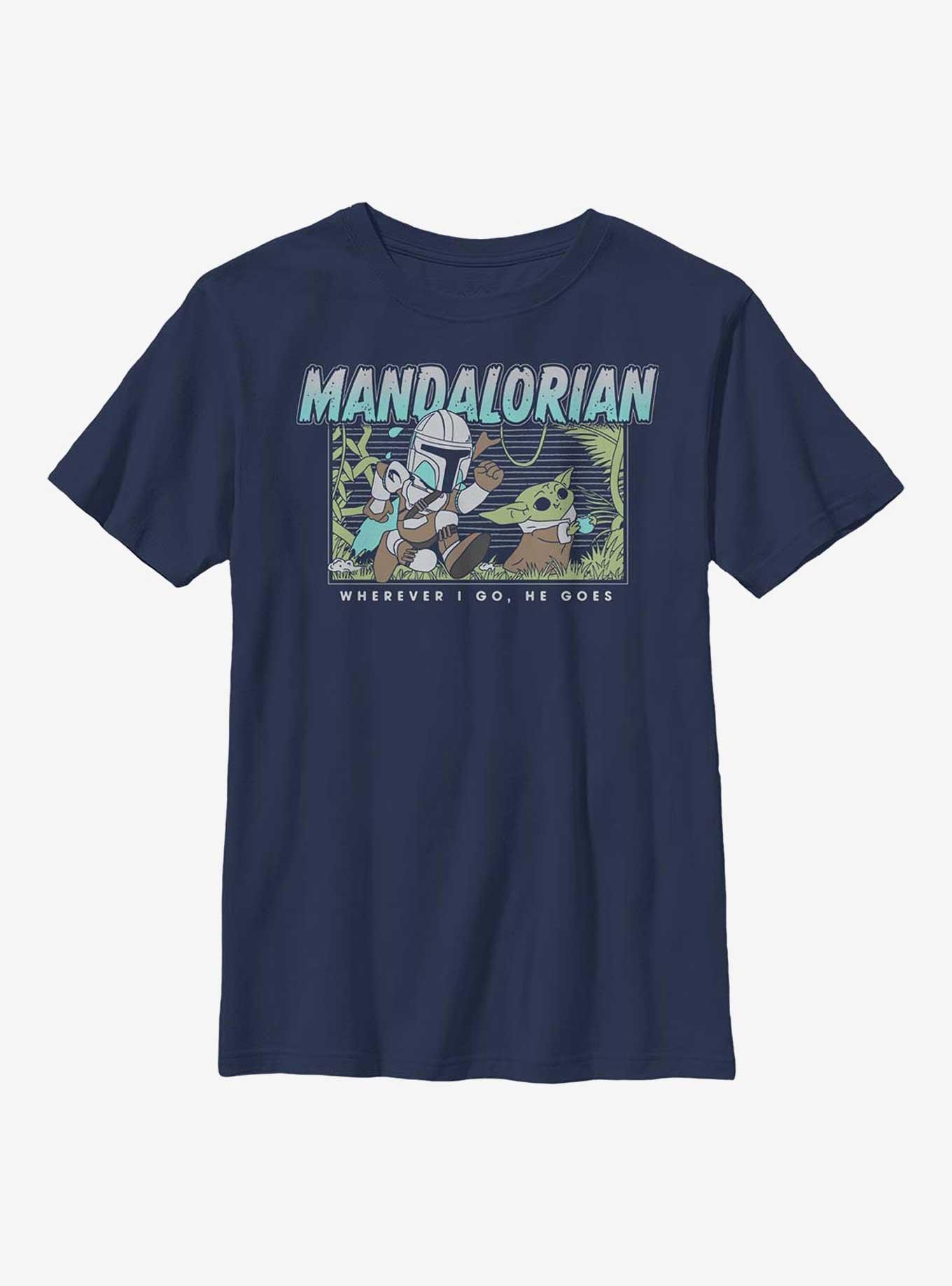 Star Wars The Mandalorian Macaroon Chase Youth T-Shirt, NAVY, hi-res