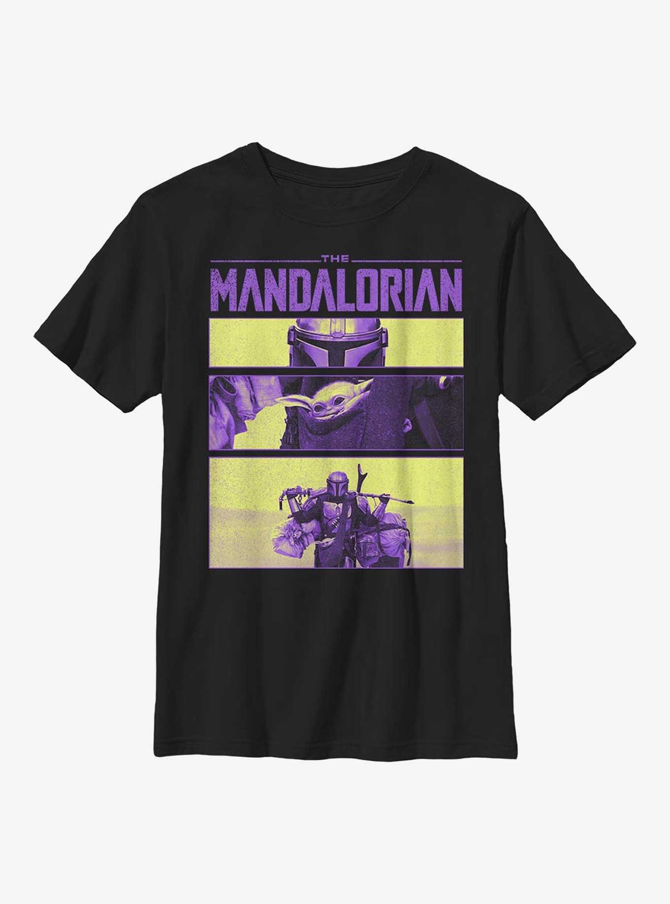 Star Wars The Mandalorian Mando Scene Frames Youth T-Shirt, BLACK, hi-res