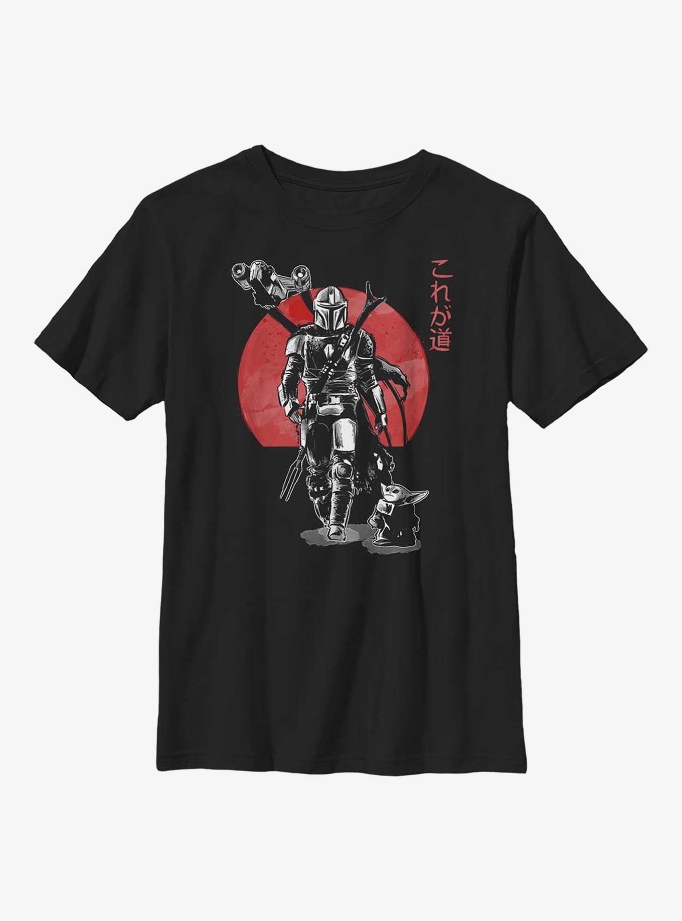 Star Wars The Mandalorian Sumi Ink Youth T-Shirt, BLACK, hi-res