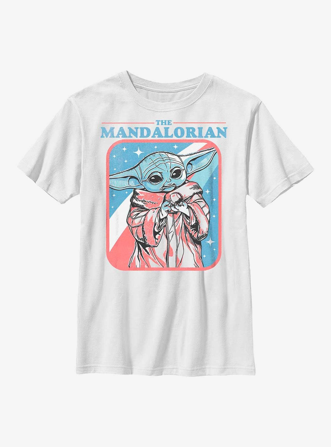 Star Wars The Mandalorian Stars Stripes The Child Youth T-Shirt, WHITE, hi-res