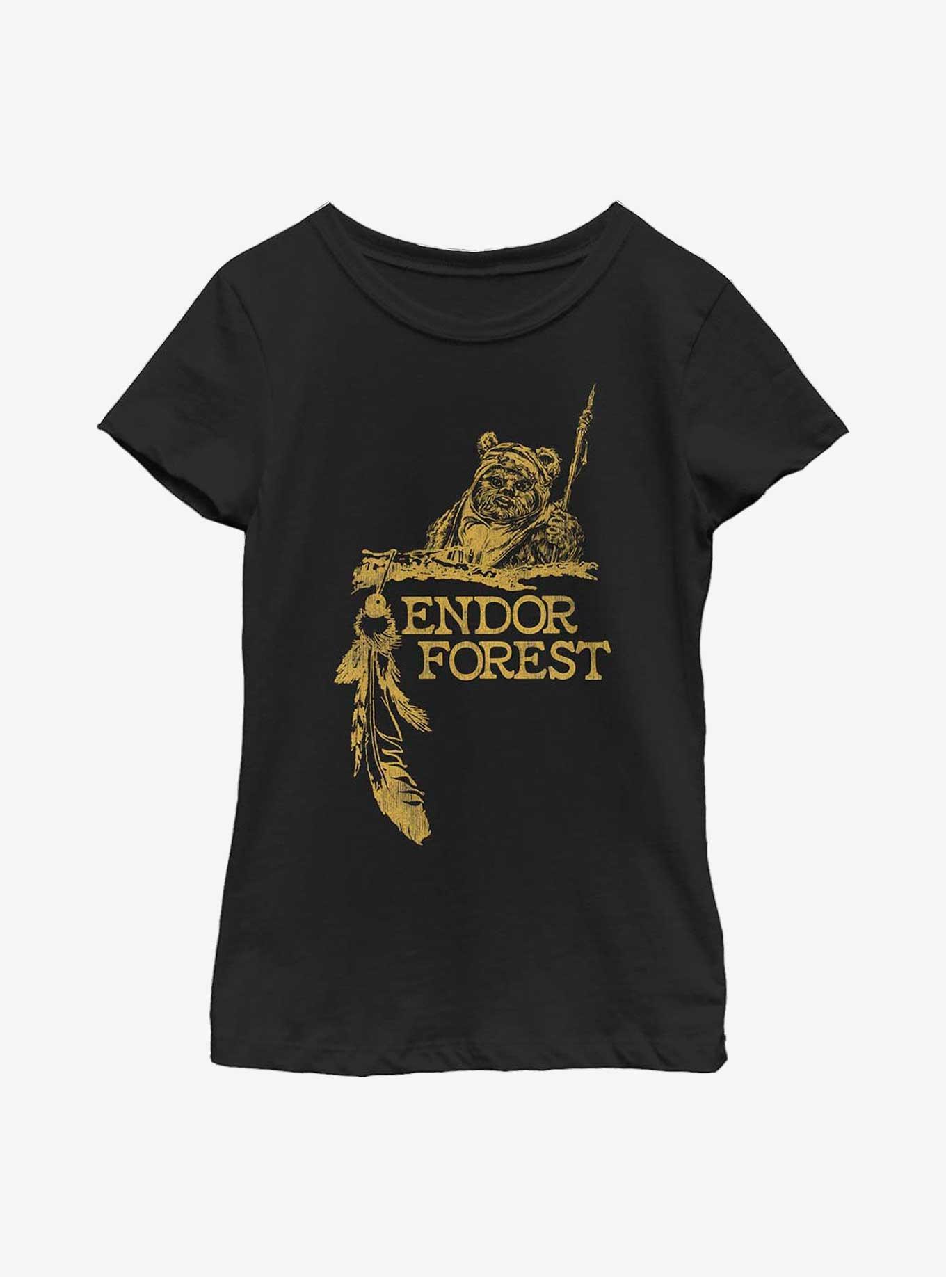 Star Wars Endor Forest Youth Girls T-Shirt, BLACK, hi-res