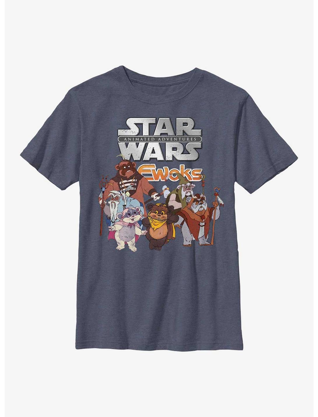 Star Wars Ewok Logo Group Youth T-Shirt, NAVY HTR, hi-res