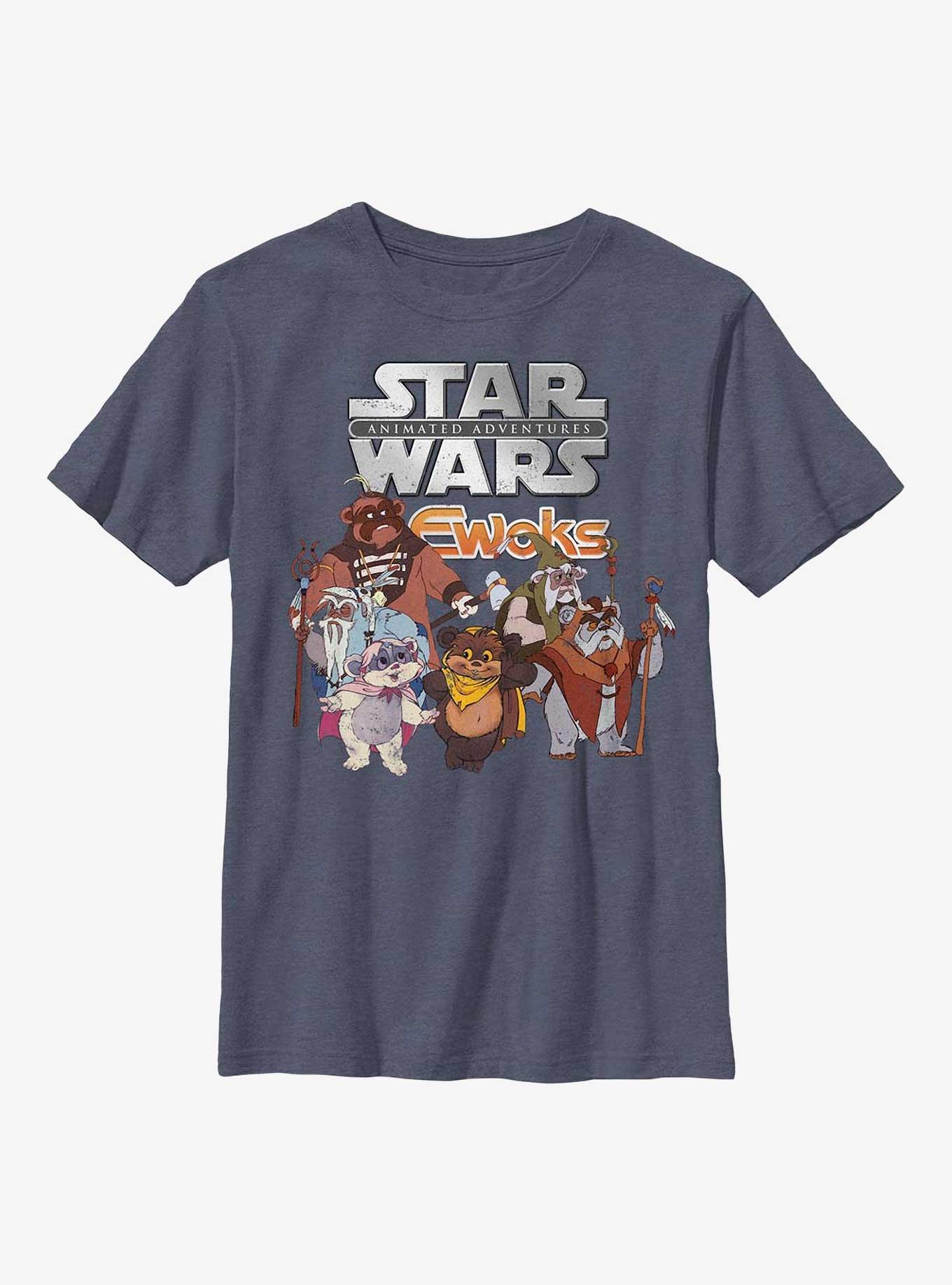 Star Wars Ewok Logo Group Youth T-Shirt, NAVY HTR, hi-res
