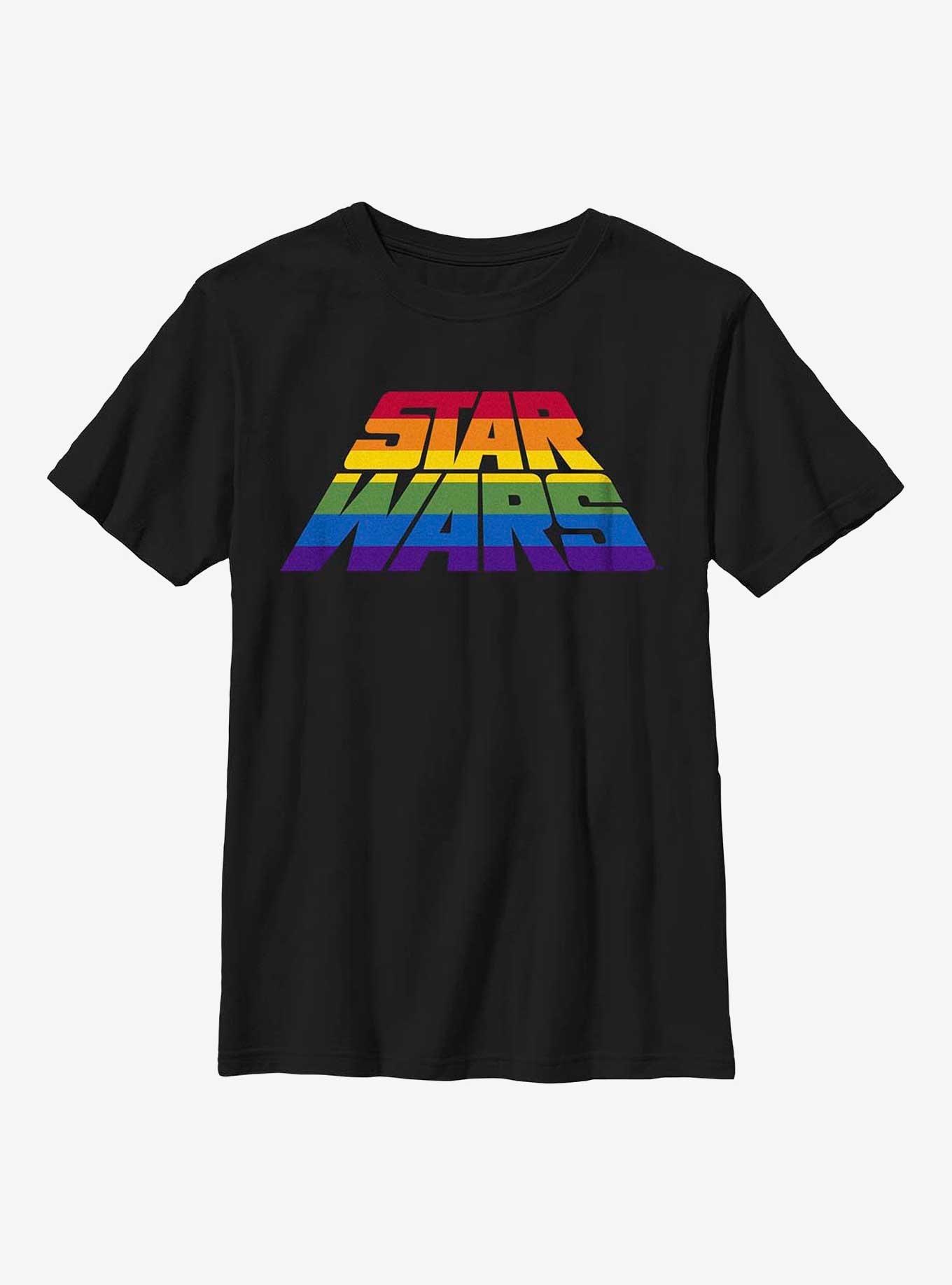 Star Wars Perspective Rainbow Logo Youth T-Shirt, BLACK, hi-res