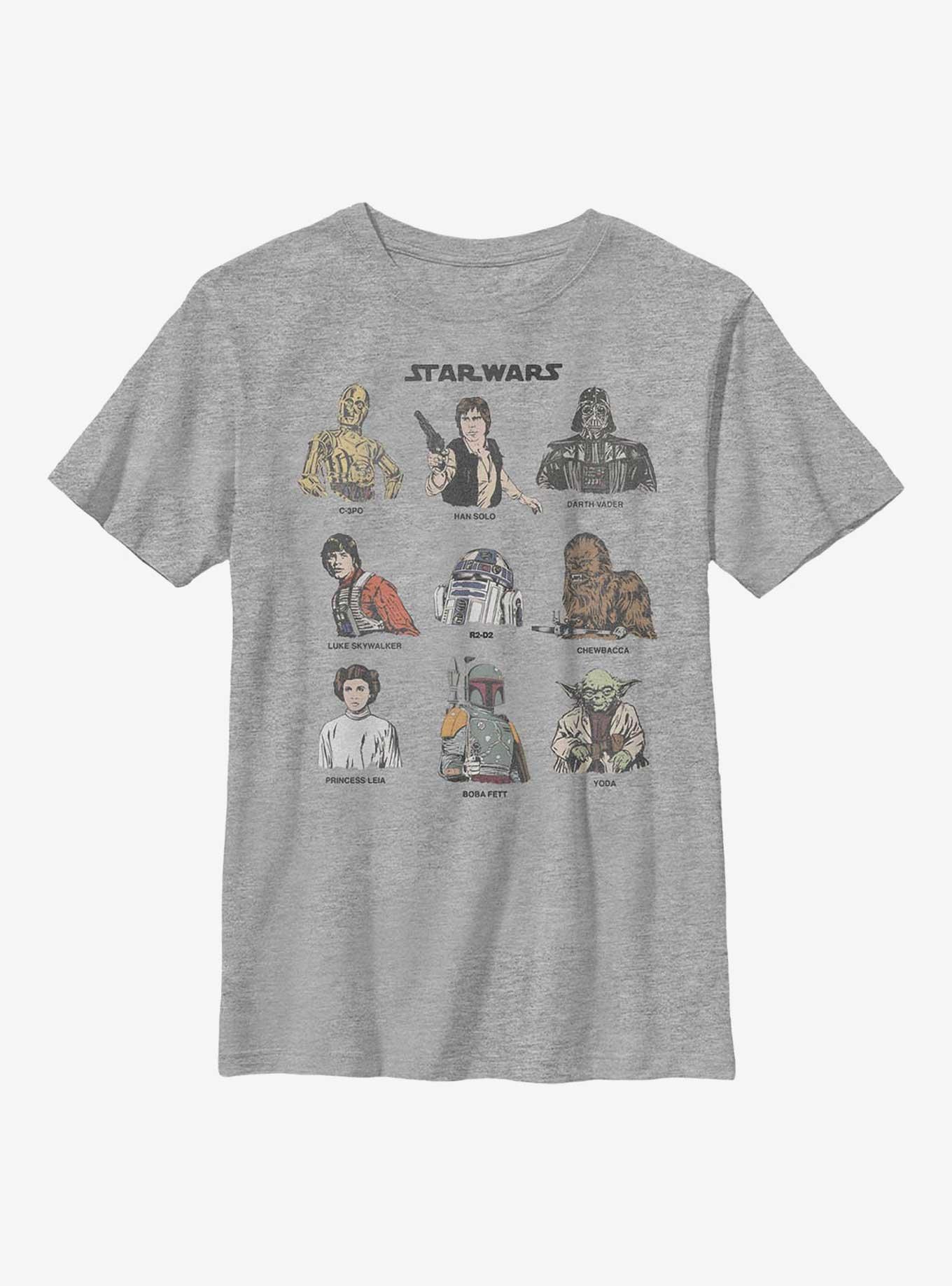 Star Wars Retro Character Cast Youth T-Shirt, ATH HTR, hi-res