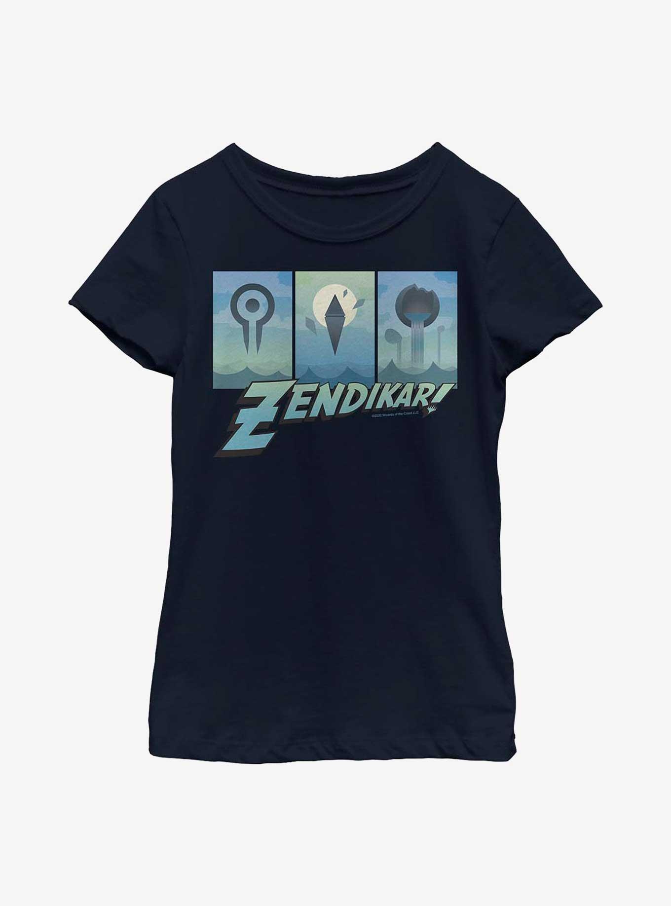 Magic: The Gathering Zendikar Triptych Youth Girls T-Shirt, NAVY, hi-res